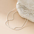 wholesale S925 Silver Nalan Fresh Sweet Ins Style Small and Unique Design Double Layer Beaded Snake Chain Bracelet Anklet S7876-0-3