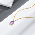 wholesale S925 silver gold-plated energy crystal lucky stone natural amethyst women's necklace factory supply-0-2