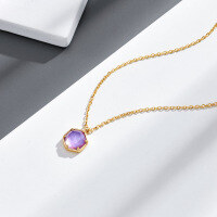 wholesale S925 silver gold-plated energy crystal lucky stone natural amethyst women's necklace factory supply-Energy Amethyst Necklace>925 Silver