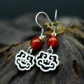 wholesale S990 Silver Vintage Thai Court Ethnic Elegant Agate Ruyi Earrings Hook Dangle for Women-0-5