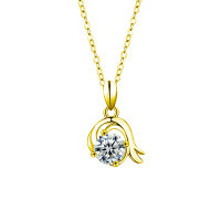 S925 Sterling Silver Moissanite Zodiac Necklace for Women-Capricorn (December 22 - January 19) (Gold)  1-carat moissanite