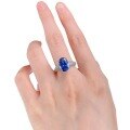 wholesale S925 Silver New Simulated Royal Blue 8*12 Oval Ring for Women, Simple Engagement Ring-0-4