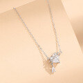 wholesale S925 Sterling Silver Same Style Love Tassel Bow Pendant Necklace, Fashionable and Luxurious Collarbone Chain for Girlfriend or Bestie-0-3
