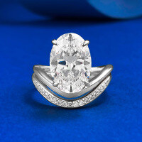 wholesale S925 silver new oval pigeon egg 9*13mm egg-shaped diamond ring stackable style-R1285 White Pigeon Egg Ring>No. 5