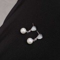 wholesale 925 Sterling Silver Fan Shaped Mother-of-Pearl Pearl Earrings Women Small French Ginkgo Leaf Skirt Earrings Minimalist Elegant Accessories-0-5