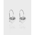 wholesale S925 Sterling Silver Korean Version INS Minimalist Niche Design Geometric Heart Versatile Textured Earrings for Women-0-0