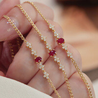 wholesale S925 Sterling Silver Red Moose New Full Body Bracelet for Women, Luxury Small Brand Exquisite New Birthday Gift for Girlfriend-BS0183-Gold Color-Red Diamond 925 Silver