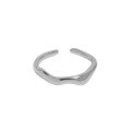 wholesale S925 Sterling Silver Korean Version Ins Small and Minimalist Design Sense Versatile Irregular Textured Open Adjustable Thin Ring for Women-0-5