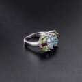 wholesale S925 Sterling Silver Unique Ring Natural Colored Gemstone Mix Ring with Black Garnet for Women-0-3