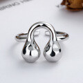 wholesale S925 Sterling Silver Irregular U-Shaped Open Ring Ins Fashion Trendy Statement Ring for Women-0-2