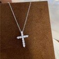 wholesale S925 Sterling Silver 10-Point Moissanite Cross Pendant Light Luxury High-End Sense Collarbone Chain European and American Fashion Necklace-0-1