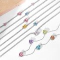 wholesale 925 Sterling Silver Cross-Border European and American Women's Fashion High-End 8A Ice-Cut Pink Square Candy-Colored Tennis Chain Necklace-0-0
