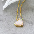 wholesale S925 Silver Plated 14K Gold Three-Dimensional Heart-Shaped Pink Shell and White Zircon Necklace in Japanese Niche Sweet Style-0-1