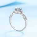 wholesale Pt950 plated S925 sterling silver ring with 1 carat moissanite, delicate and luxurious ready-to-ship wholesale-0-2