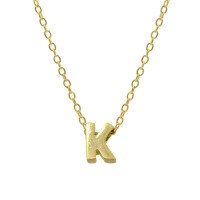 wholesale Metal 925 Silver Plain 26 Letters Pendant Necklace, Ins Luxury Hot-selling Choker-Gold-K 925 silver