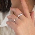 wholesale S925 Sterling Silver Wave Ring for Women, Korean New Edition Fashion Minimalist Style Simple Elegant Smooth Band-0-1