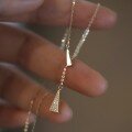wholesale 925 Sterling Silver Geometric Diamond-Inlaid Triangle Y-Shape Fringe Adjustable Women's Choker Necklace D9347-0-0