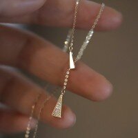 wholesale 925 Sterling Silver Geometric Diamond-Inlaid Triangle Y-Shape Fringe Adjustable Women's Choker Necklace D9347-S925 silver necklace silver 925 silver