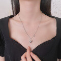 wholesale S925 Sterling Silver Minimalist Three-Dimensional Heart Necklace, Ins Korean-Japanese Style Niche Design Sense Collarbone Chain Women's Jewelry-0-0