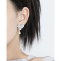 wholesale S925 Sterling Silver Small Ins Minimalist Style Personalized Floral Inlaid Crystal Pearl Drop Earrings for Women-0-2