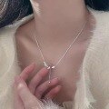 wholesale S925 Silver Chaoxiao Bai Guochao Tassel Ping An Necklace for Women, Chinese Style Fashion Versatile Minimalist Luxury Small Brand Elegant Collarbone Chain-0-3