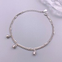 wholesale S925 Sterling Silver Lily of The Valley Round Bead Double Layer Plain Silver Snake Chain Bracelet Fashion Ins Style Niche Design Jewelry-Double Lily of the Valley Bracelet 925 Silver