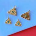 wholesale Sterling silver gold-plated with inlaid turquoise evil eye pendant DIY bracelet necklace accessory pure silver jewelry charm-0-1