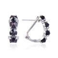 wholesale S925 Sterling Silver Small Niche Design Sense Earrings with Natural Garnet Colored Gemstone Ear Studs and Peridot Inlaid-0-4