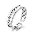 wholesale S925 Sterling Silver Chain Braided English Letter Design Open Ring Ins Fashion Commute Index Finger Ring-0-4