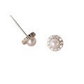 wholesale S925 Sterling Silver Synthetic Pearl Diamond Inlaid Stud Earrings, Minimalist and Stylish Niche Accessory M04241-0-4
