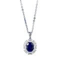 wholesale 925 Silver, ZHUO ZHI FAN Jewelry New Simulated Sapphire Pendant with Diamond Inlaid Necklace, INS-0-4
