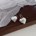 wholesale S925 Sterling Silver Heavy Workmanship Heart Earrings, Ear Hook for Women, Korean New Style, Niche French-inspired Peach Heart, Minimalist Wind Ear Accessories-0-1