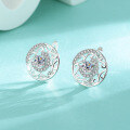 wholesale S925 Sterling Silver Cross-Border Moissanite Stud Earrings, Luxe and Versatile U-Shaped Ear Clips for Factory Wholesale-0-0