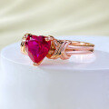 wholesale 925 Silver New High Carbon Diamond Ring 7*7 Heart-shaped Ruby Simple European and American Ins Style Hot-selling Live Stream-0-1
