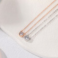 wholesale 925 Sterling Silver Minimalist Single Diamond Necklace for Women, Light Luxury and Unique Design, One Zircon Pendant Collarbone Chain-0-3