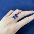 wholesale Metal material first, Mu Jing Jewelry live same export new style ring teardrop 3ct blue spinel 8*12 open ring-0-4