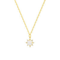 wholesale S925 Sterling Silver Women's Opal Pendant Necklace,-A3586-Gold 925 Silver