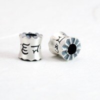 wholesale Metal 925 Silver Six-Character Great Bright Mantra Buddhist Bead Bracelet Braided String Beading Spacer Handmade DIY Jewelry Accessories Wholesale-One antique piece (without rope)