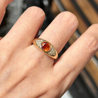 wholesale Metal: 925 Sterling Silver Gold Plated  
Zhuo Zhifan Jewelry New Style Plump 6*8mm Sunset Orange Ice Flower Cut High Carbon Diamond Ring for Women-R1023 Sunset Orange 9