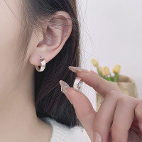 wholesale S925 Sterling Silver Cloud Tide Pavilion Hoop Earrings for Women, High-End Retro Minimalist Style Exaggerated Earrings Direct from Manufacturer-YR515 (white gold) / about 3.1 grams  925 silver