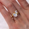 wholesale [gold-plated] S925 silver double main stone moissanite ring, chunky square shape, minimalist design, women's best-selling style-0-3