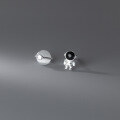 wholesale S925 Silver Korean-style Synthetic Cat's Eye Stone Astronaut Earrings Star Asymmetric Women's Earrings M02367-0-3