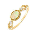 wholesale 9K Gold Japanese Minimalist Niche Style African Opal White Zircon Ring, Yili Jewelry Spring New Collection-0-3