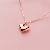 wholesale Metal material S925 silver small and simple heart-shaped necklace for women, Korean style love pendant gift collarbone chain D7424-s925 silver necklace-rose gold 925 silver