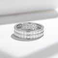 wholesale S925 Silver Plated 18k Gold Double Row Princess Cut 2mm Moissanite Luxury Full Diamond Inlaid Row Ring-0-2