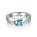 wholesale Plated in 18k Gold, Sterling Silver, 1 Carat Blue-Green Moissanite Ring, 5*7mm Elliptical Cut, Unisex, TikTok Viral-0-4