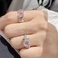 wholesale 925 Sterling Silver Korean Style INS Niche Design Textured Opal Moonstone Ring with Micro-Set Colorful Zircon-0-1