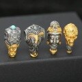 wholesale Gold-Plated S925 Ancient Silver Diety Mahakala Nine-Tailed Fox Huiwen Citipati Master Three-Passage Bead DIY Bracelet Accessory-0-2