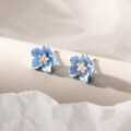 wholesale S925 silver blue flower earrings camellia trendy unique design women's ear accessories M04475-0-2