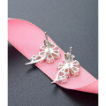 wholesale Sterling Silver S925 Floral Stud Earrings with Diamonds, Korean Style Small and Unique Design Fresh and Delicate Earrings-0-2